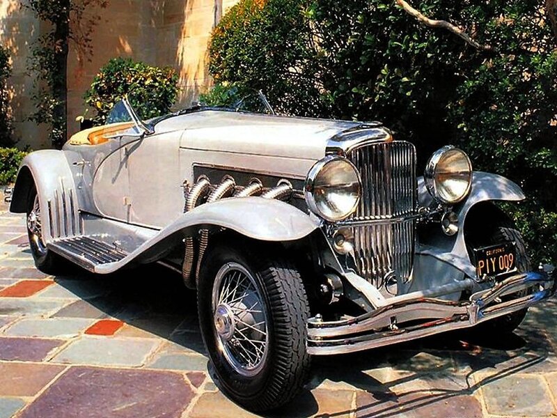Classic silver convertible car