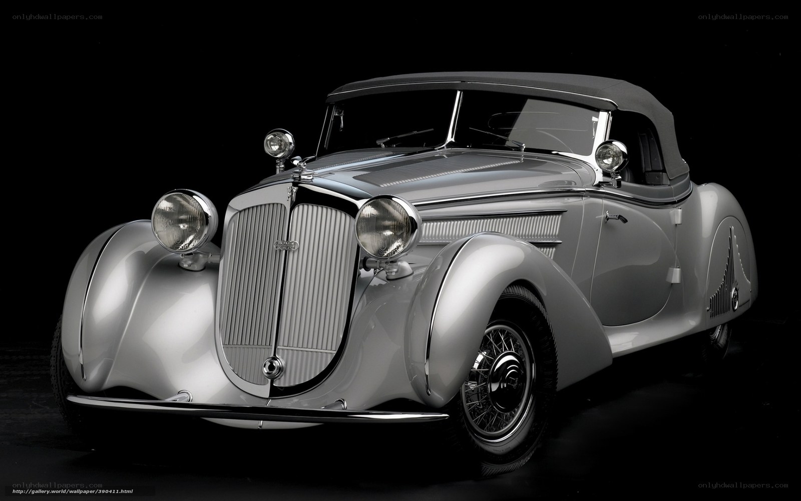 Classic silver convertible car