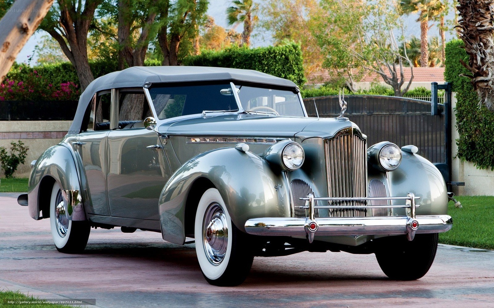 Classic silver convertible car