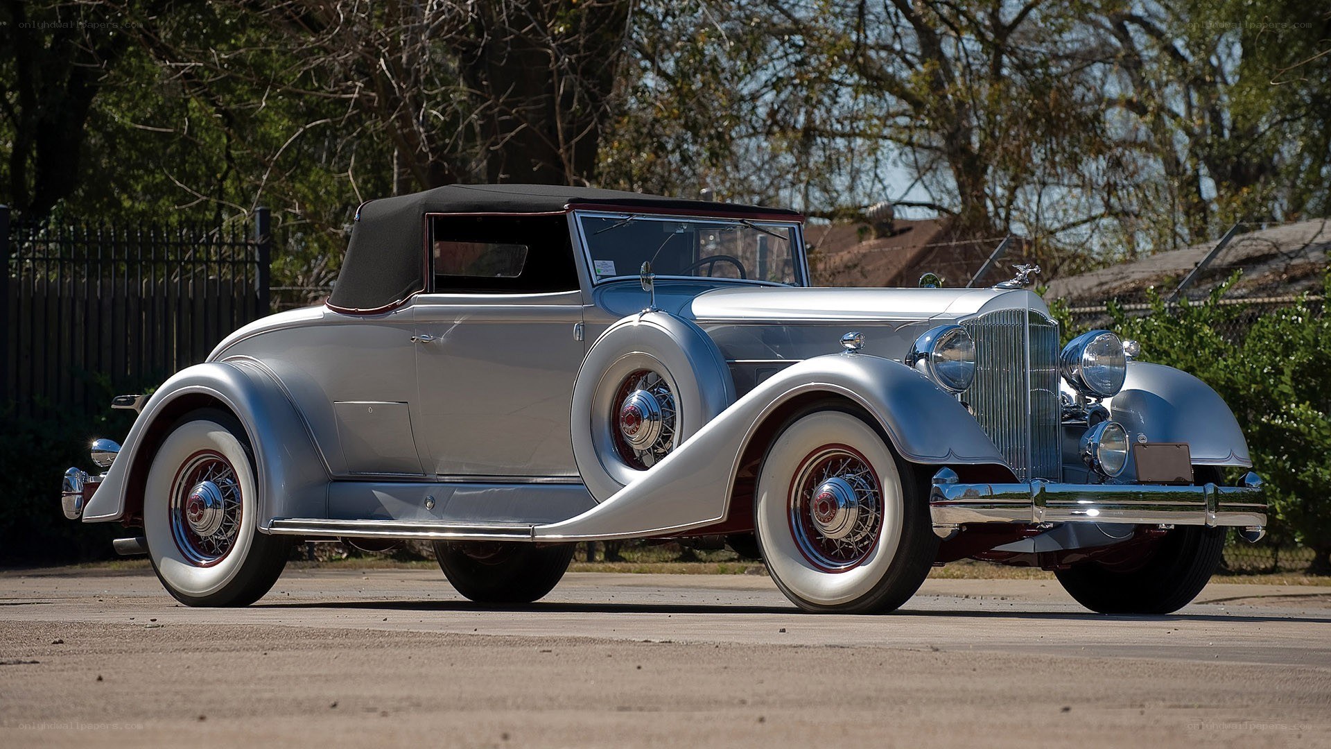 Classic silver convertible car