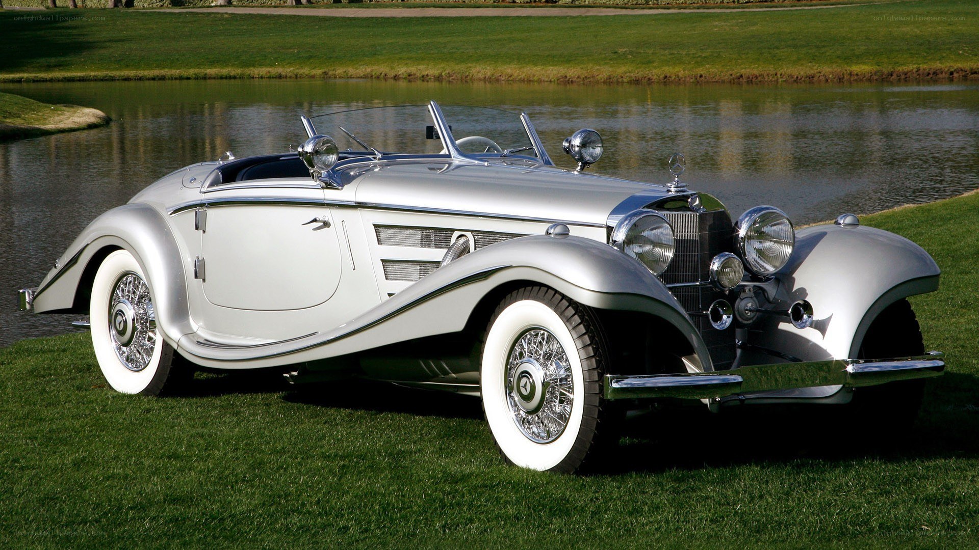 Classic silver convertible car