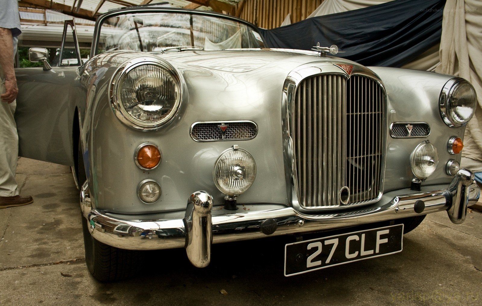Classic silver convertible car