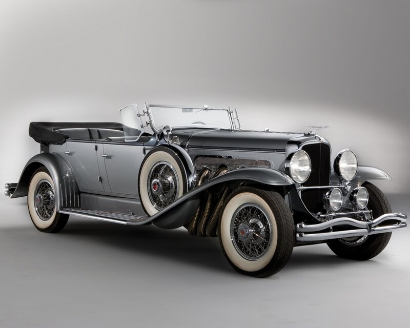 Classic silver convertible car