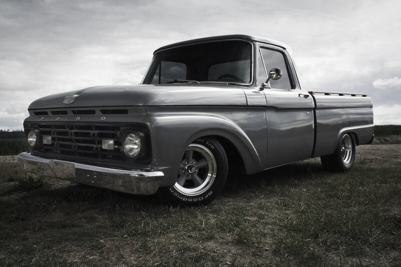 Classic silver Ford pickup truck