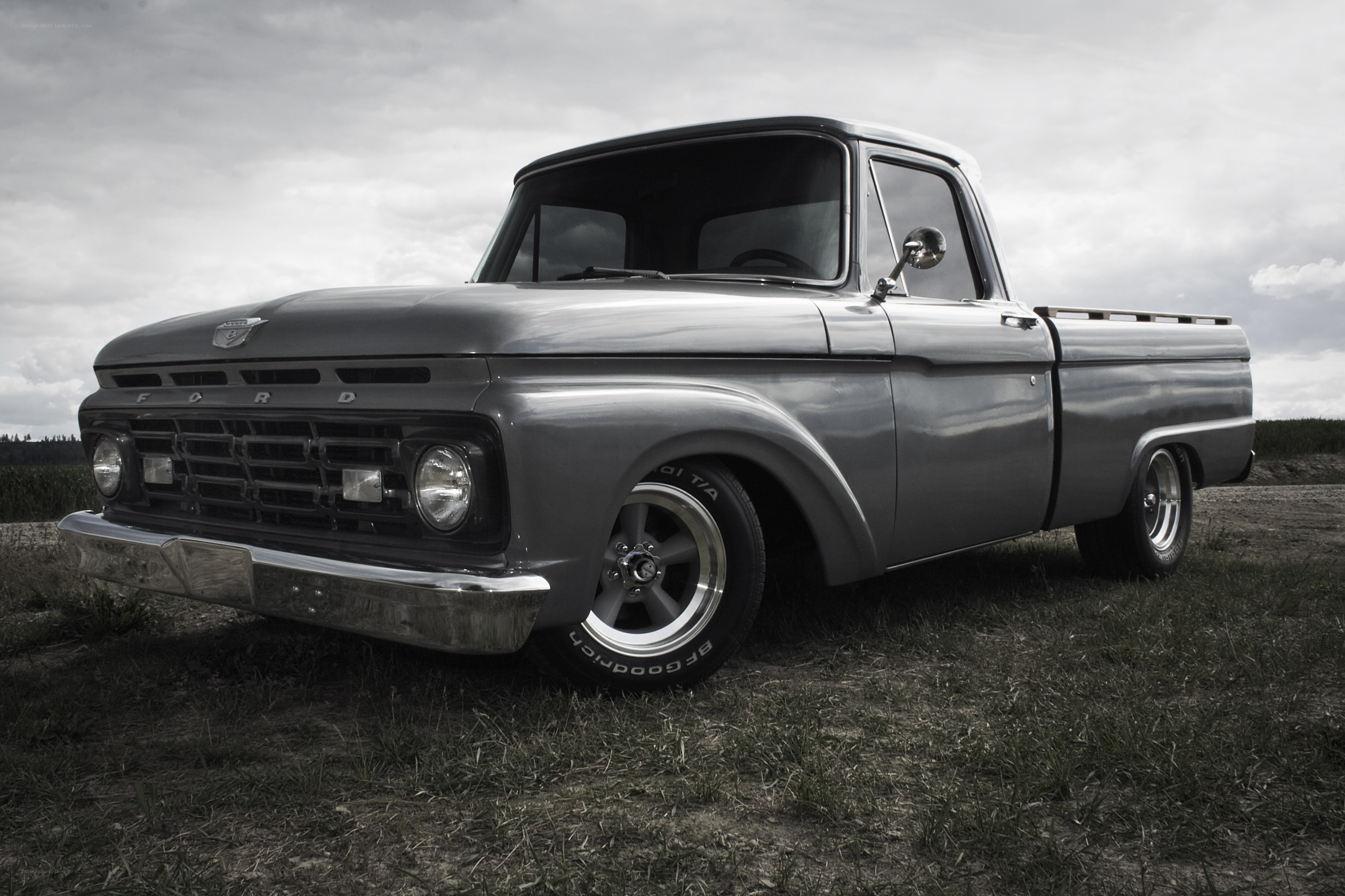 Classic silver Ford pickup truck