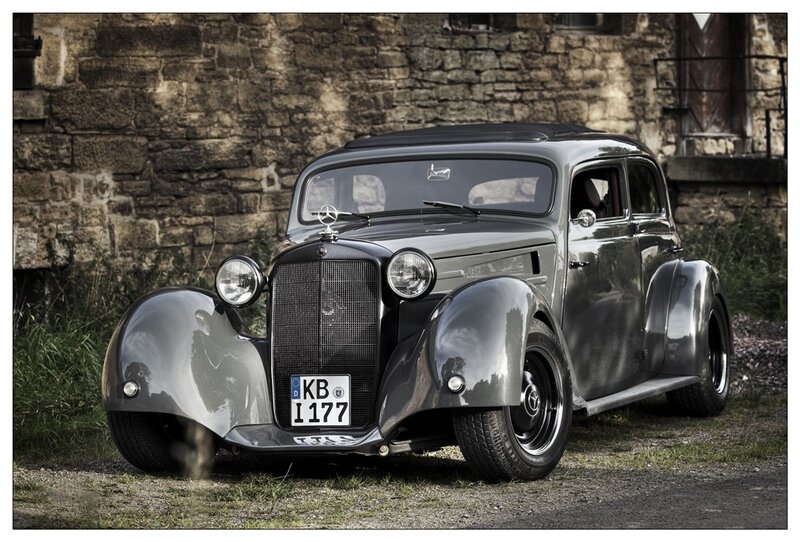 Classic silver Mercedes-Benz car