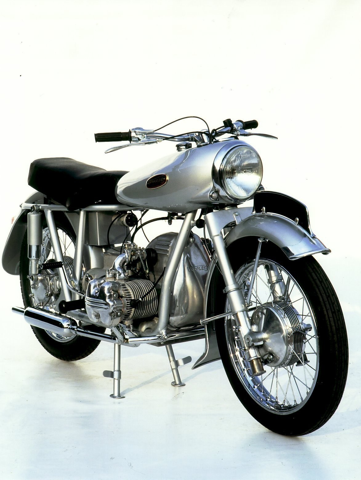 Classic silver motorcycle