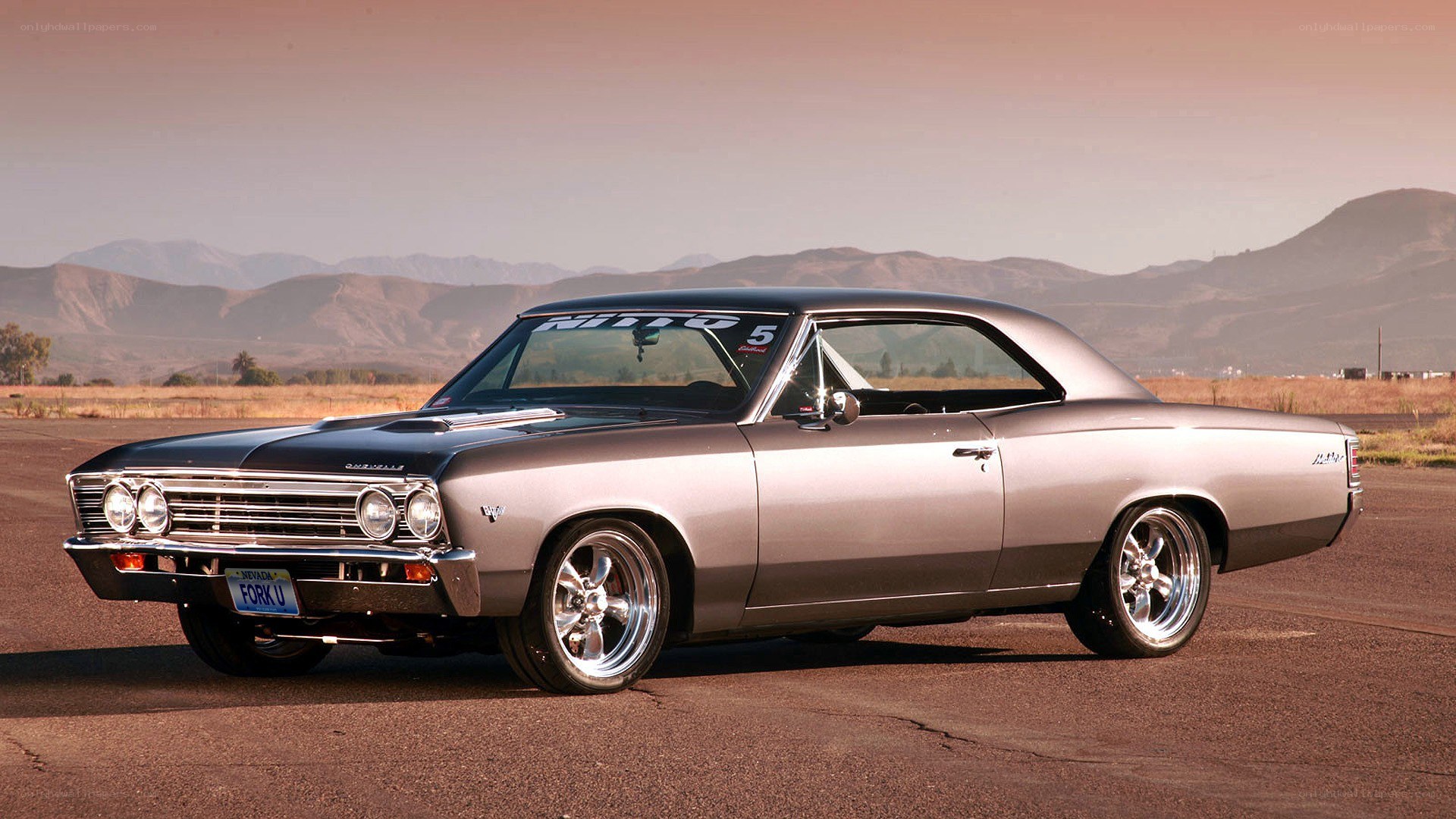 Classic silver muscle car