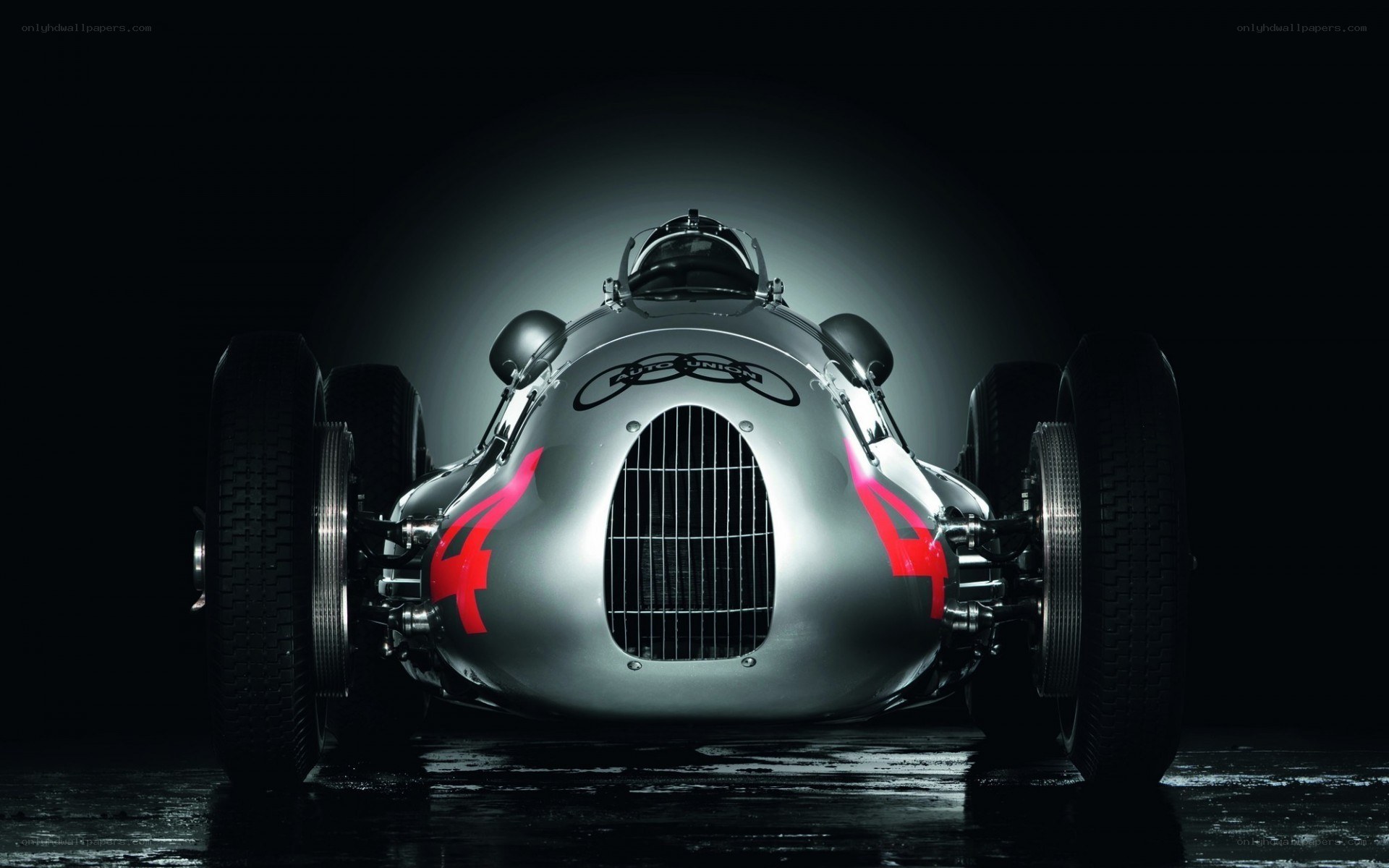 Classic silver race car