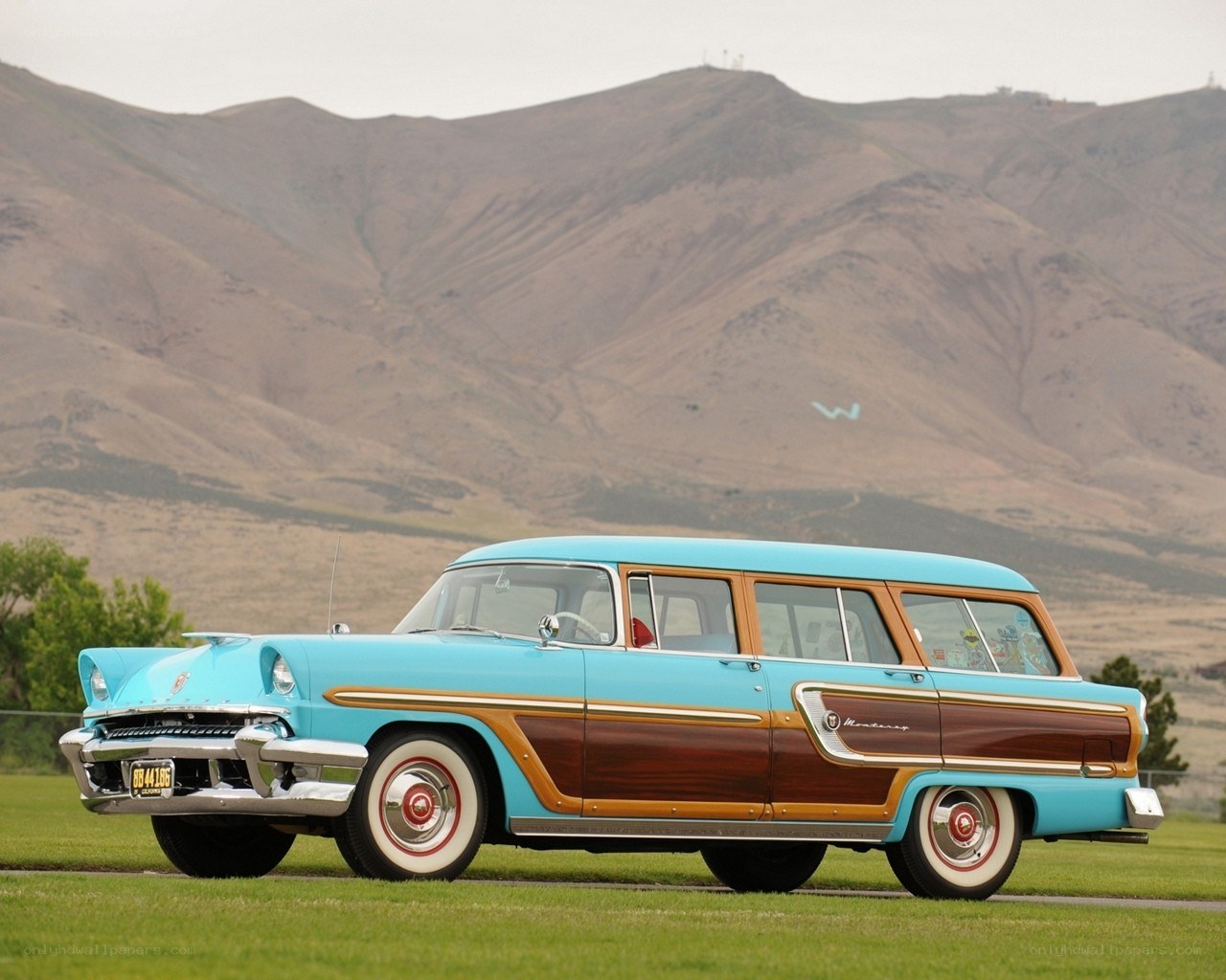 Classic station wagon in mountains