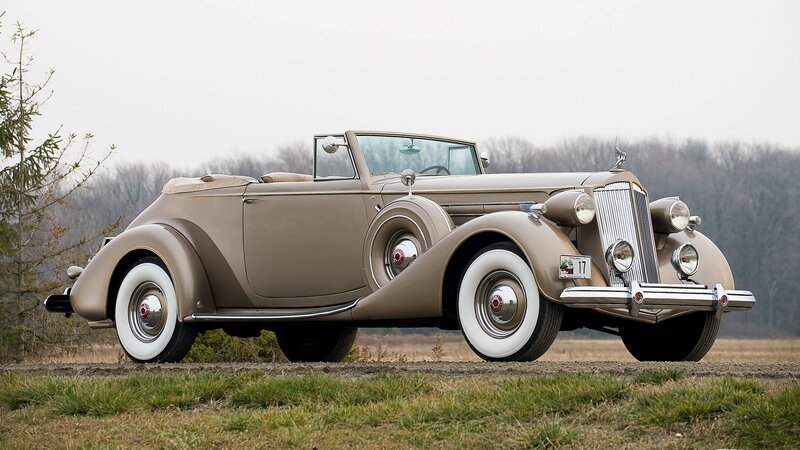 Classic tan convertible car