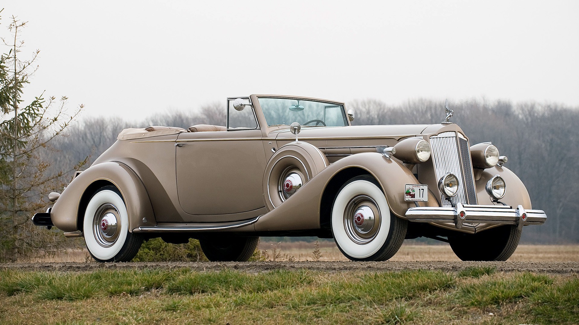 Classic tan convertible car