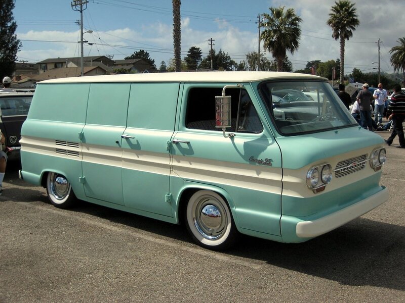 Classic teal and white van