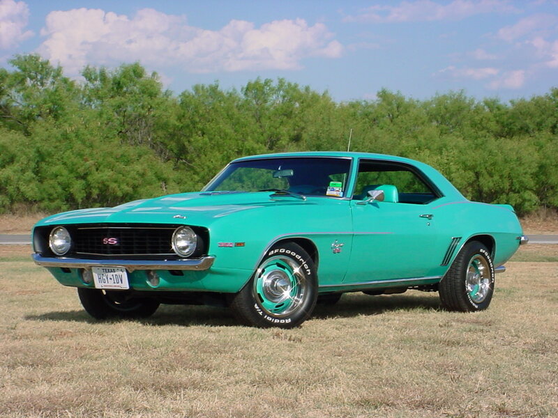 Classic teal Camaro SS
