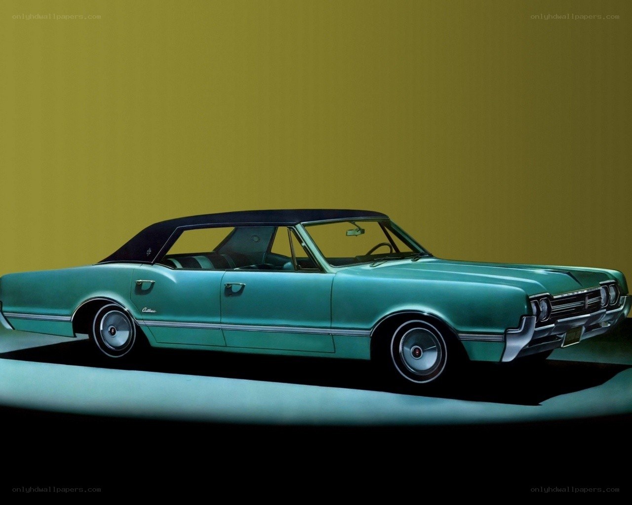 Classic teal convertible car