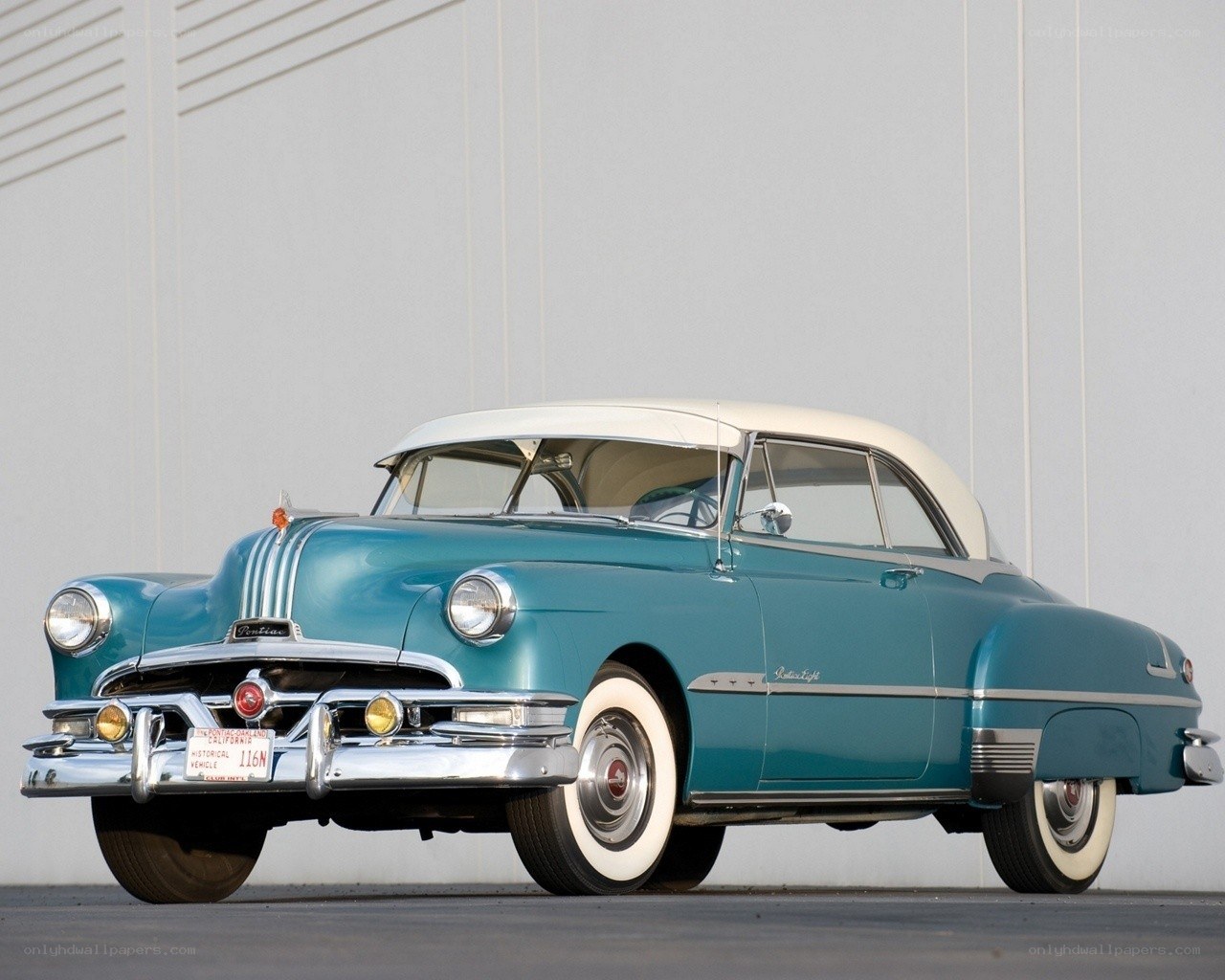 Classic teal convertible car