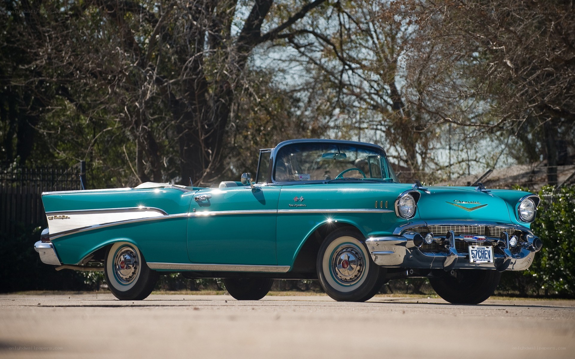 Classic teal convertible car