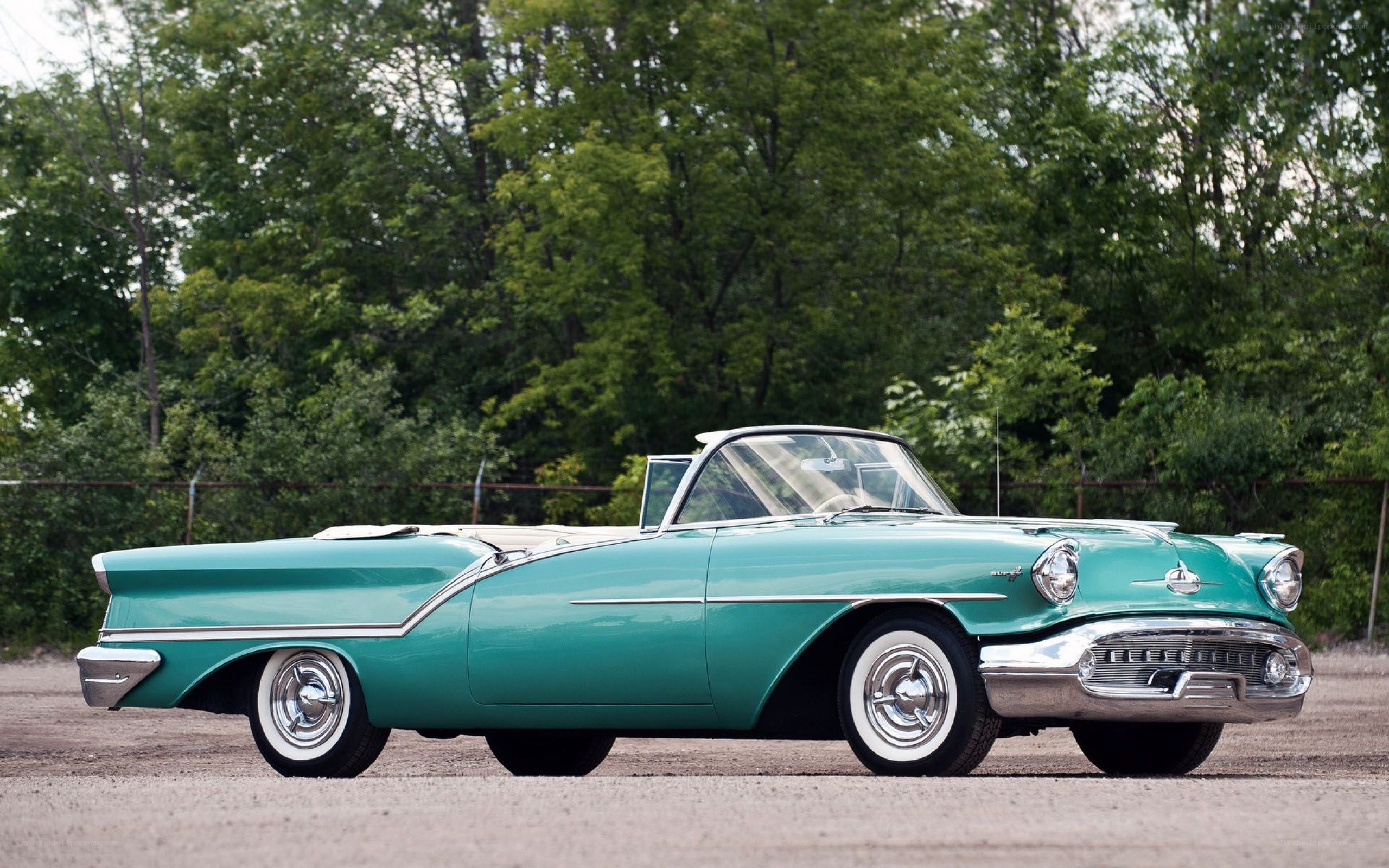 Classic teal convertible car