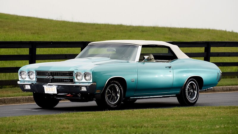 Classic teal convertible car
