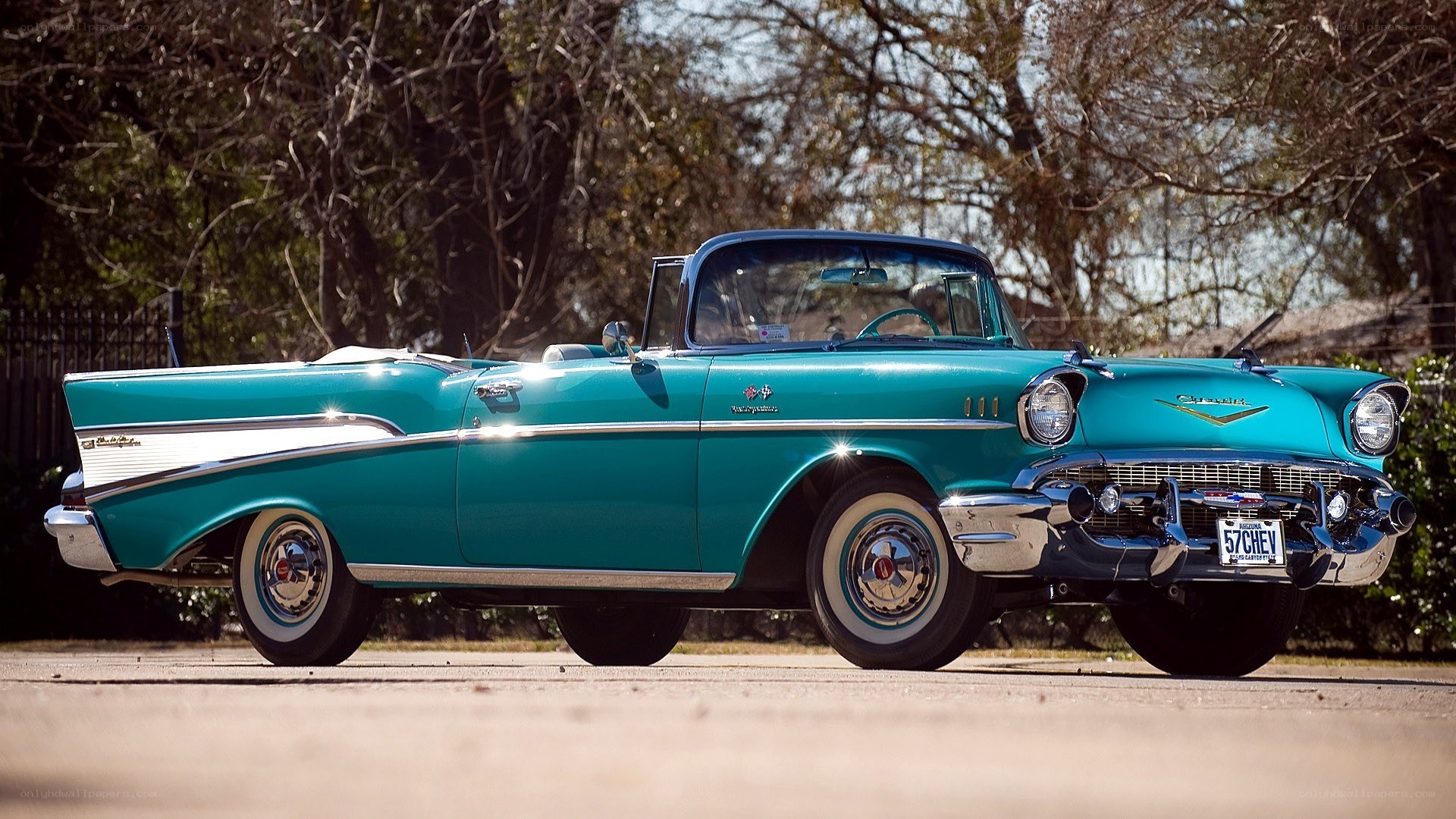 Classic teal convertible car