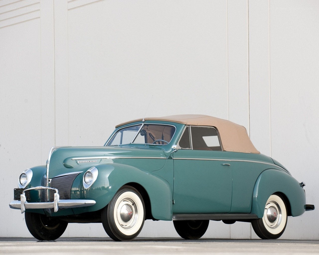 Classic teal convertible car