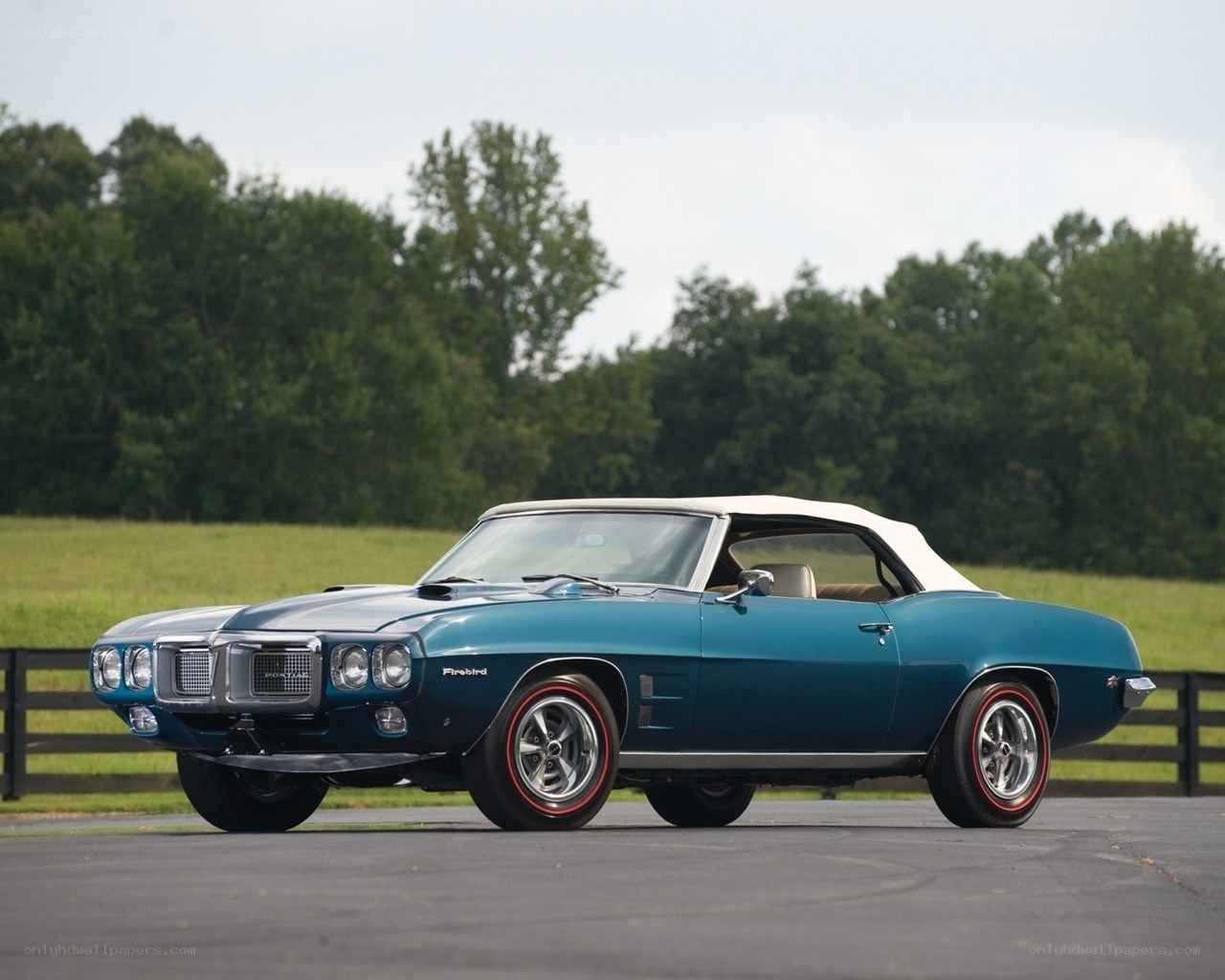 Classic teal convertible car