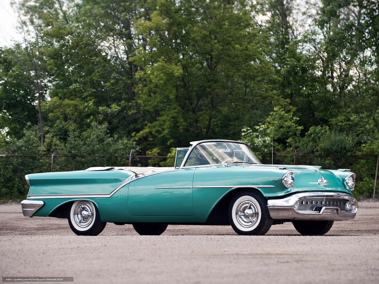 Classic teal convertible car