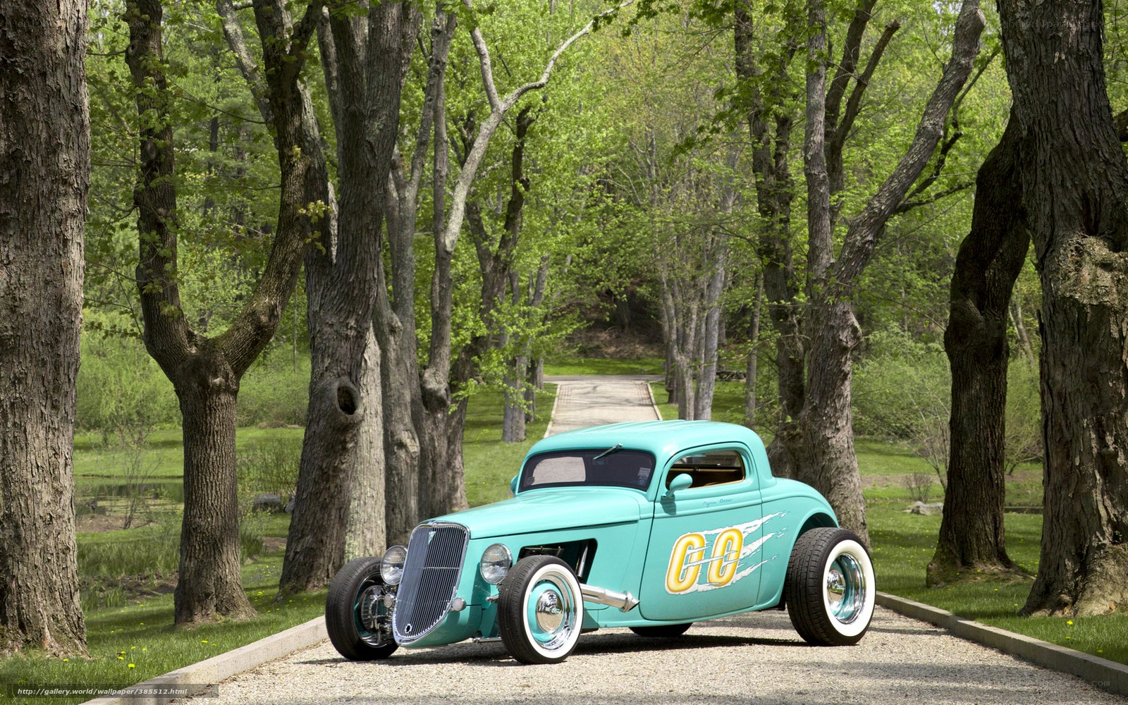 Classic teal hot rod car