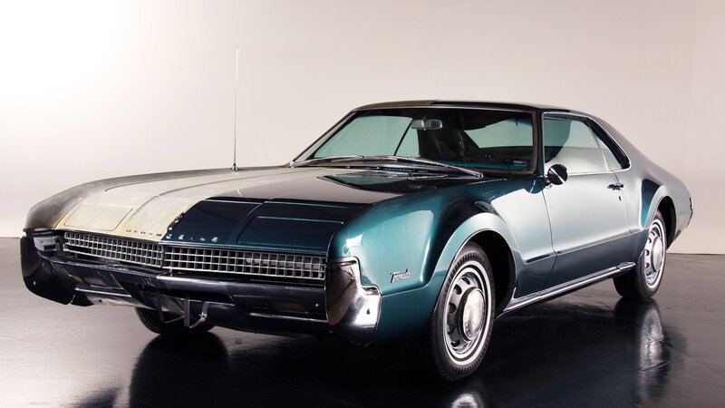 Classic teal muscle car