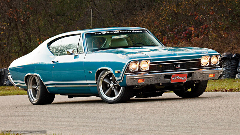 Classic teal muscle car