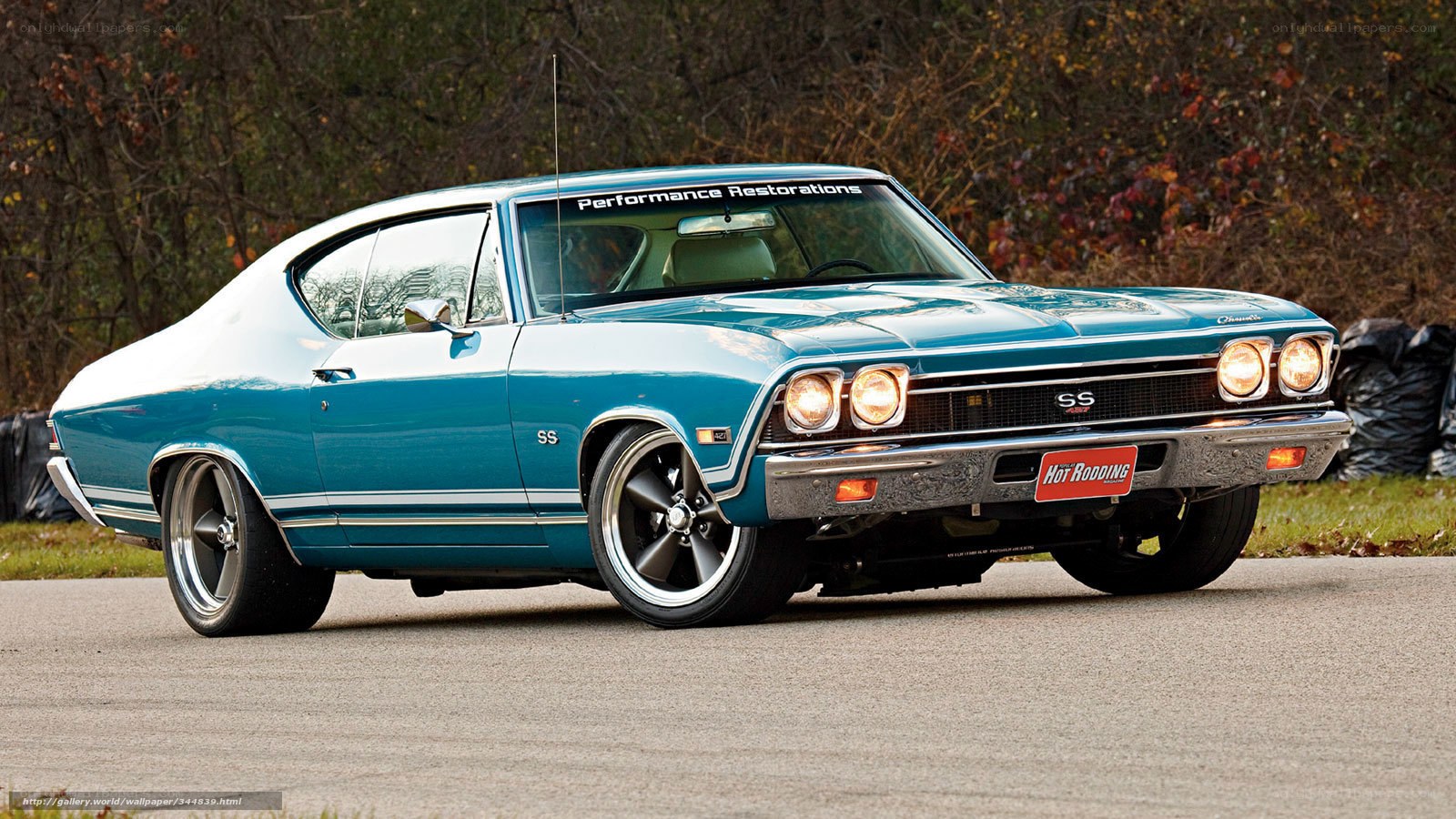 Classic teal muscle car