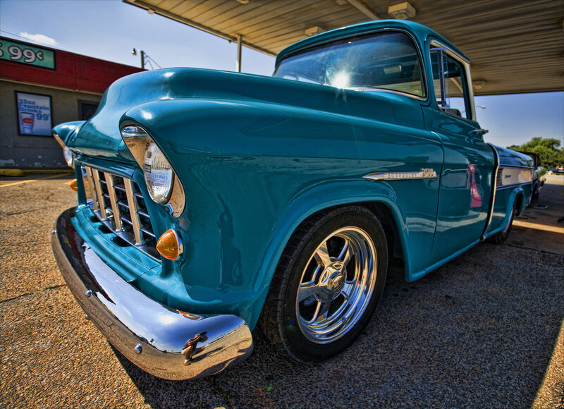 Classic teal pickup truck
