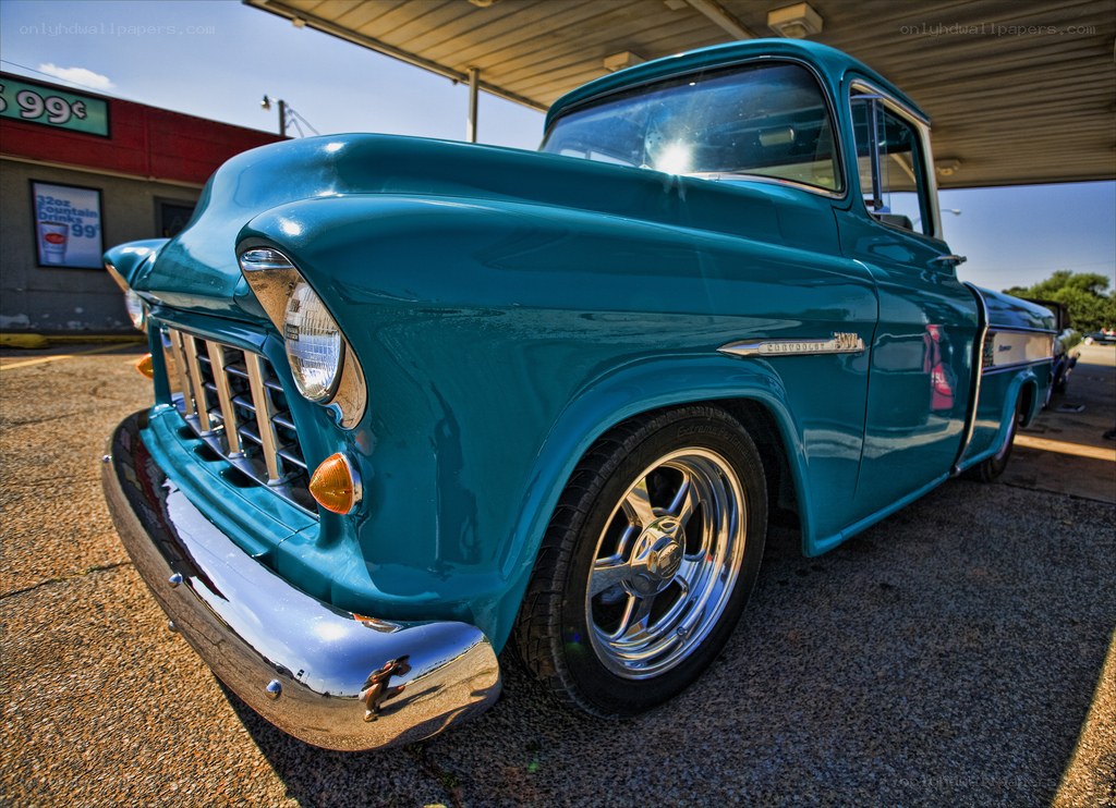 Classic teal pickup truck
