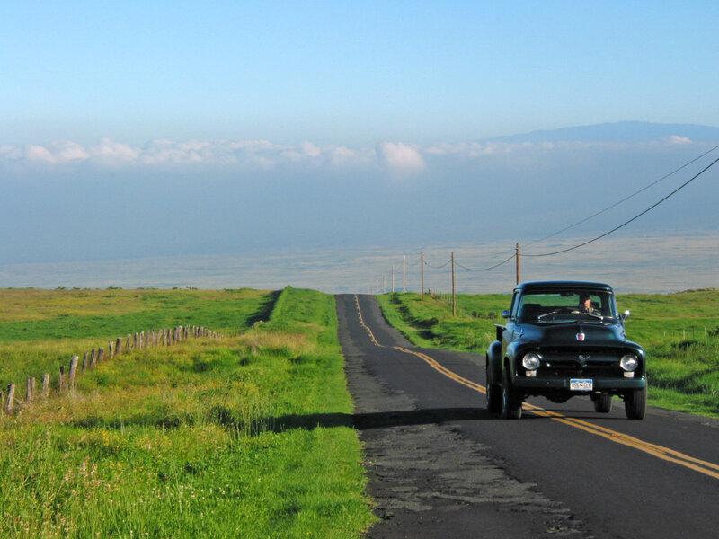 Classic truck on a coastal road