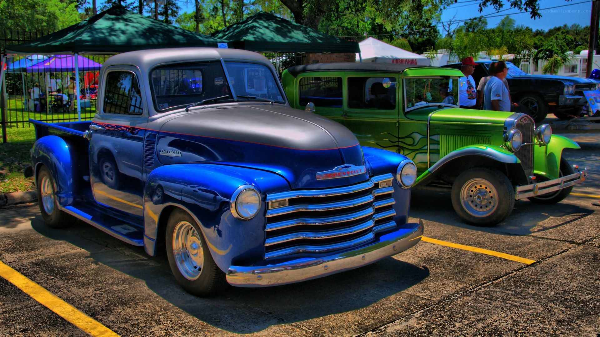 Classic trucks at a car show