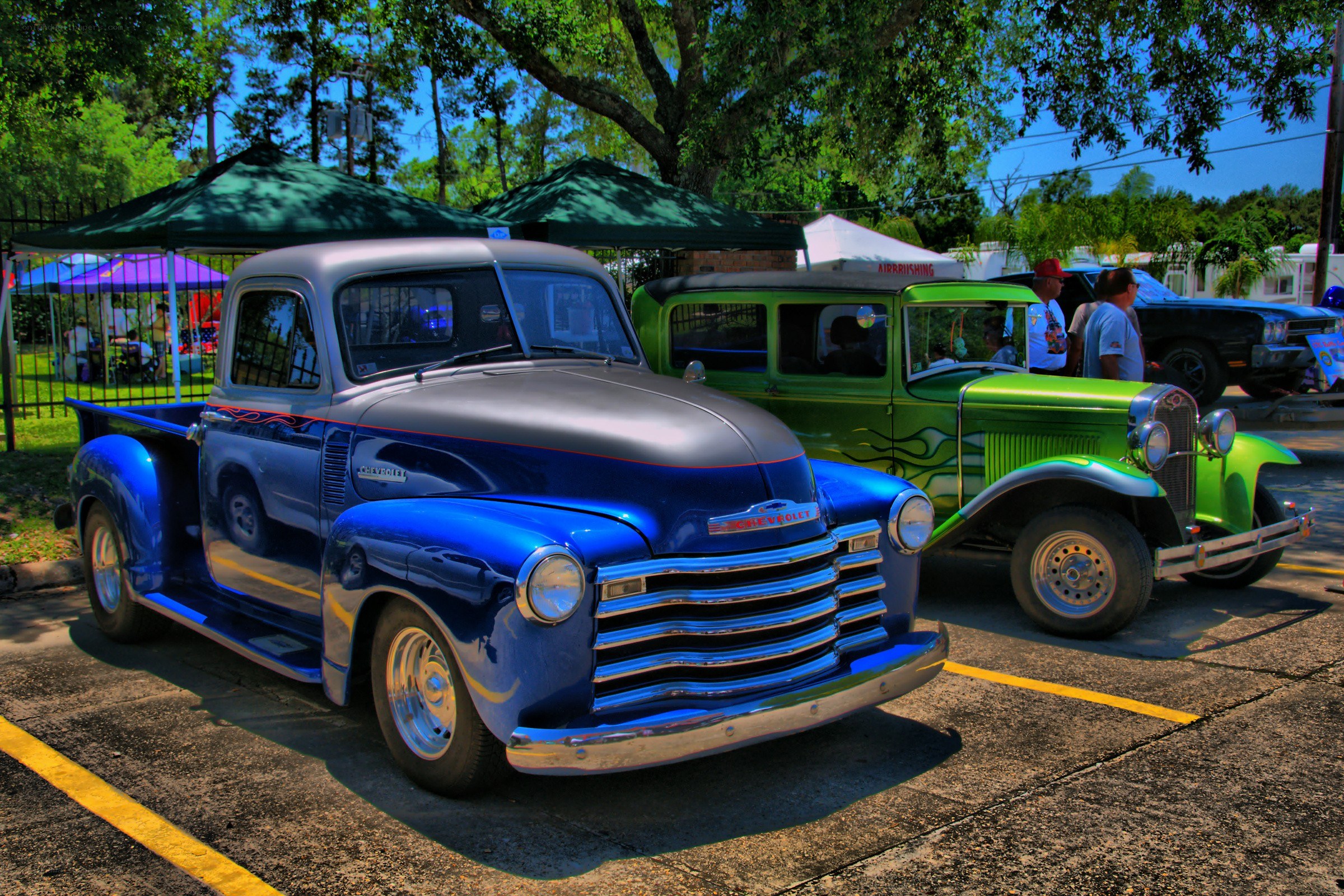 Classic trucks at a car show