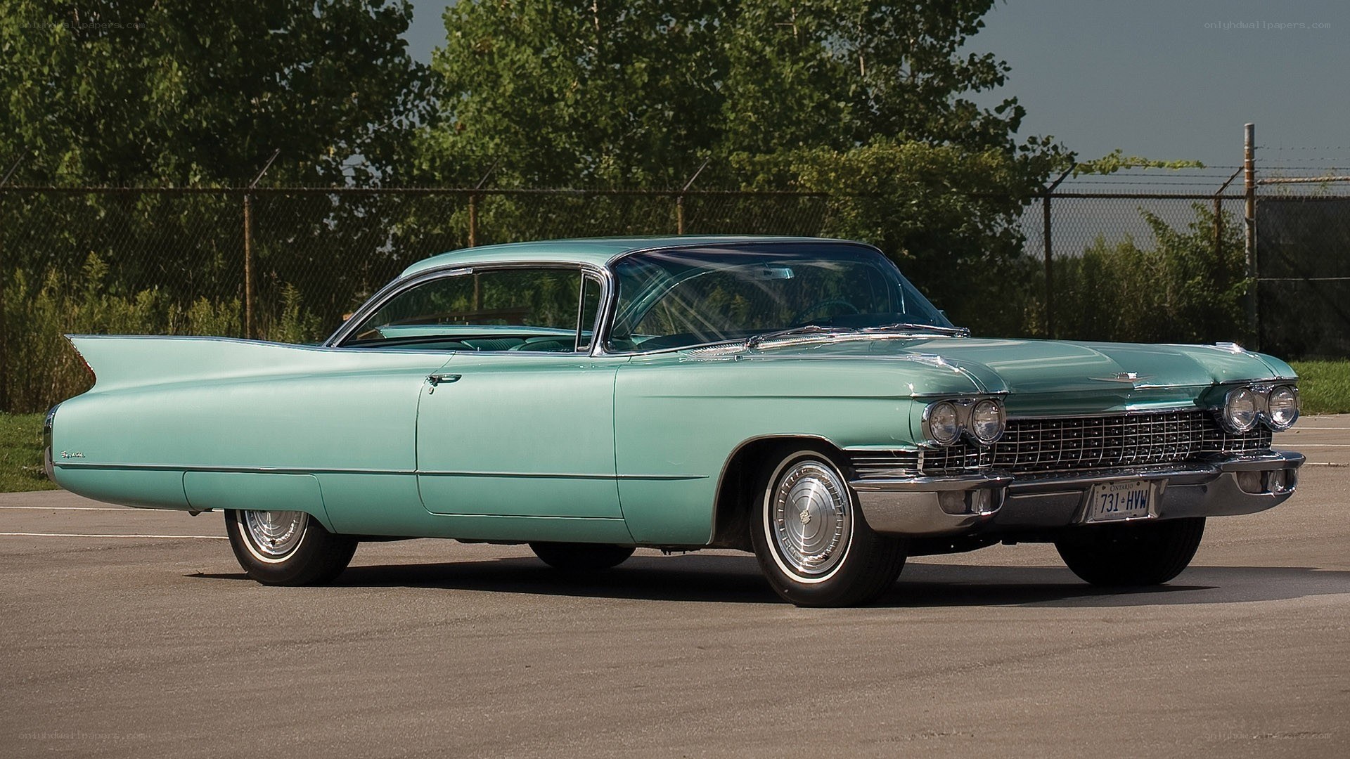 Classic turquoise Cadillac car