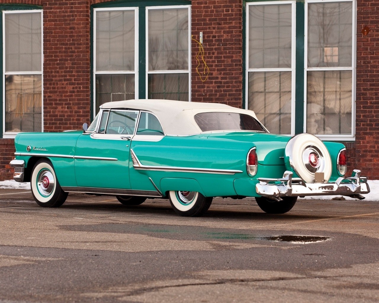 Classic turquoise convertible car