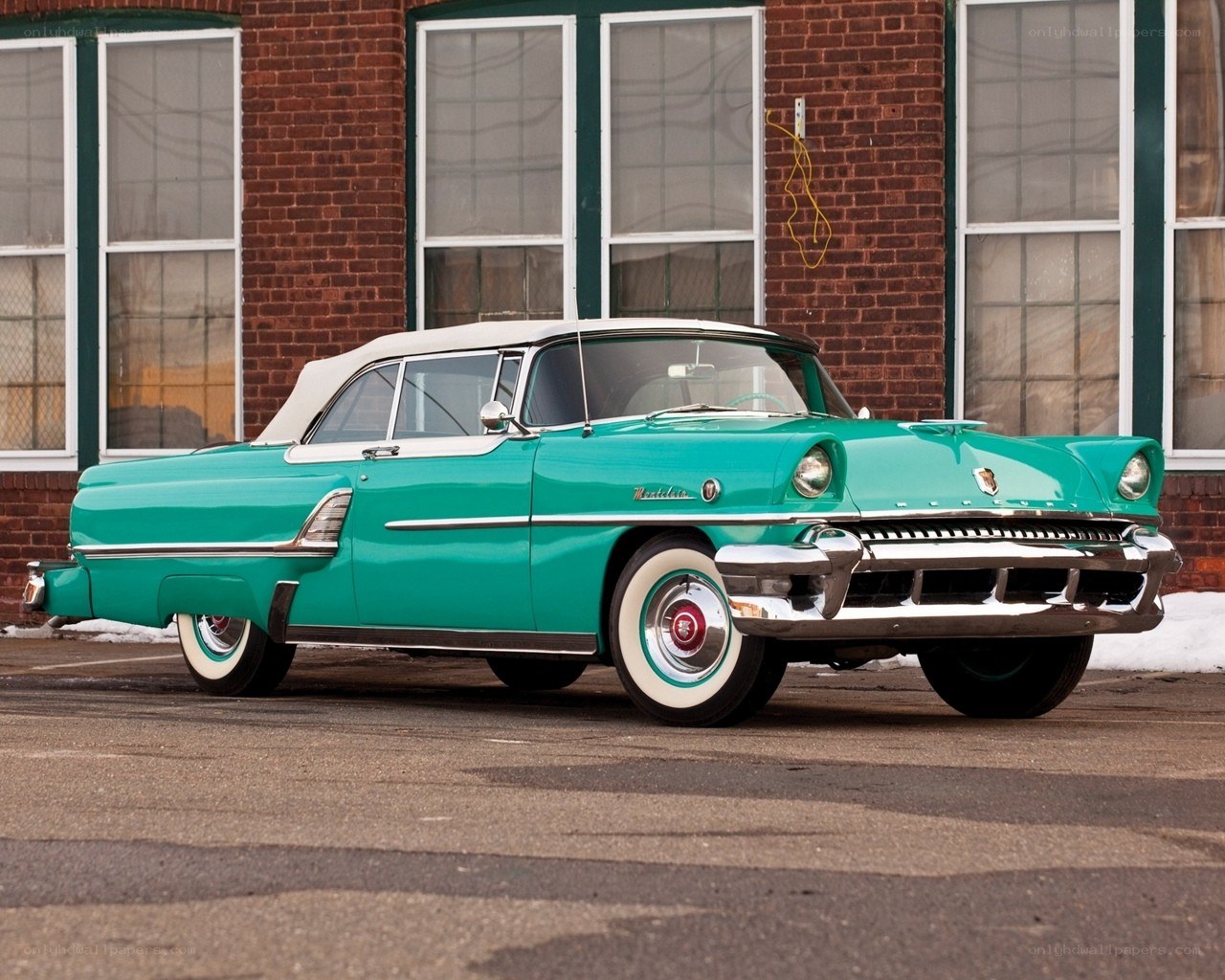 Classic turquoise convertible car