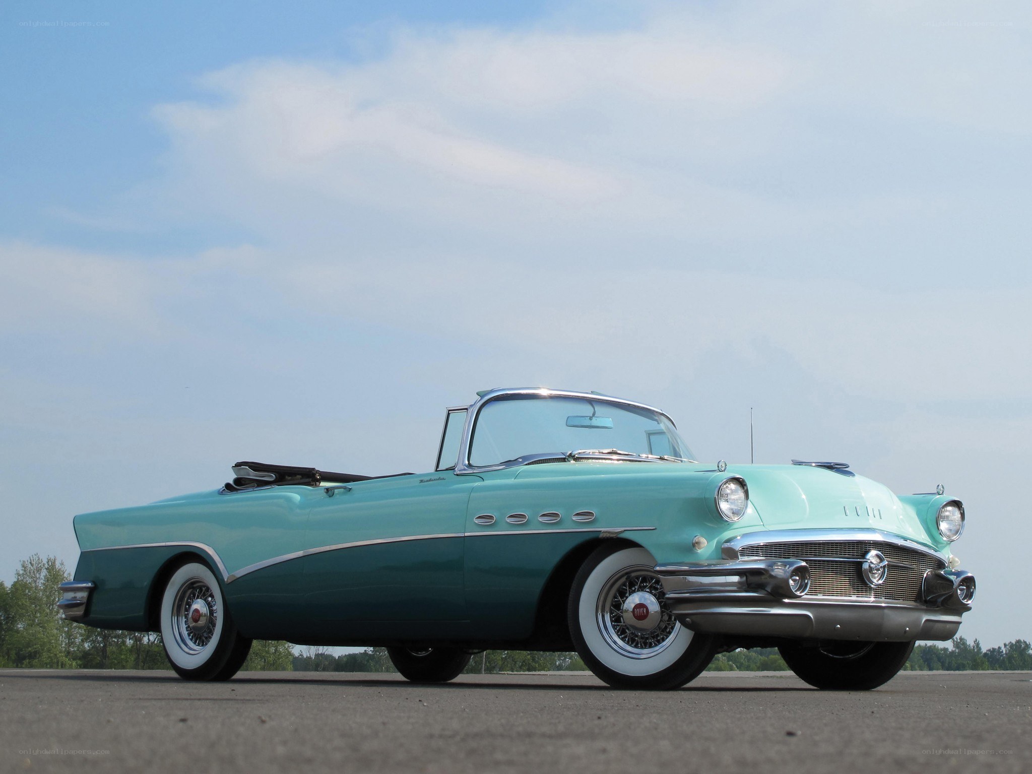 Classic turquoise convertible car