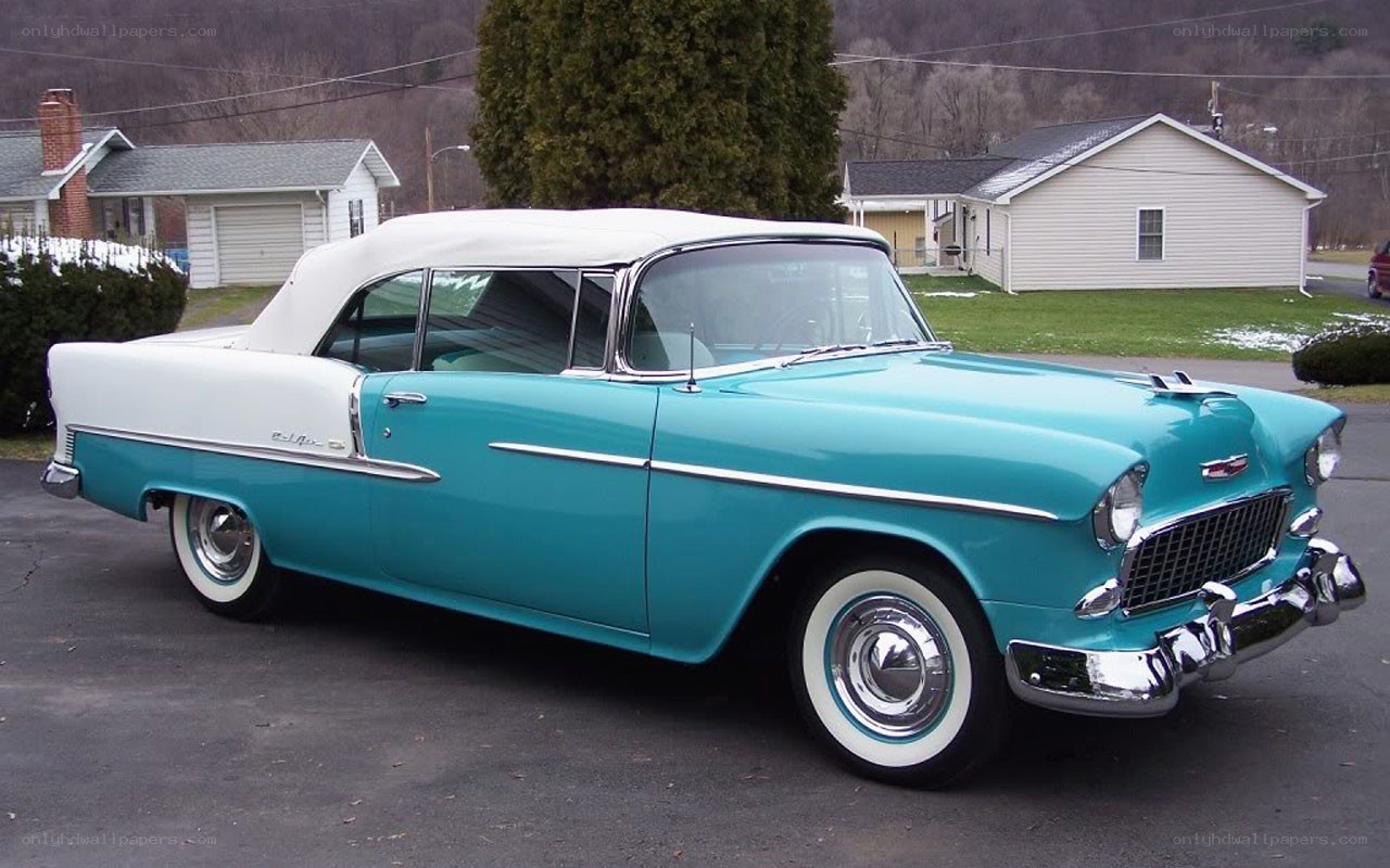 Classic turquoise convertible car