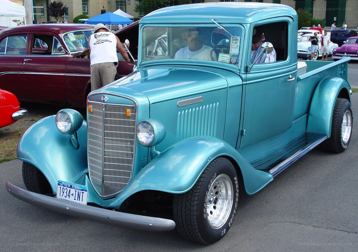 Classic turquoise pickup truck