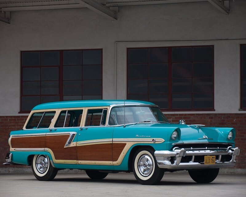 Classic turquoise woodie station wagon