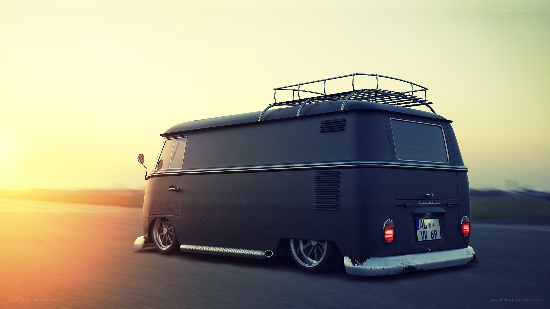 Classic VW Bus at Sunset
