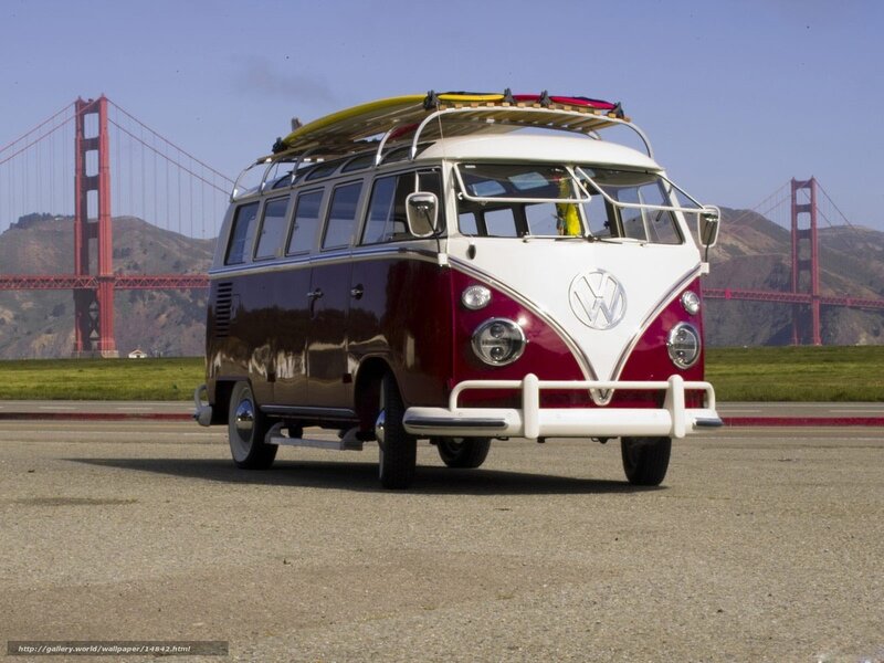 Classic VW Bus with surfboards