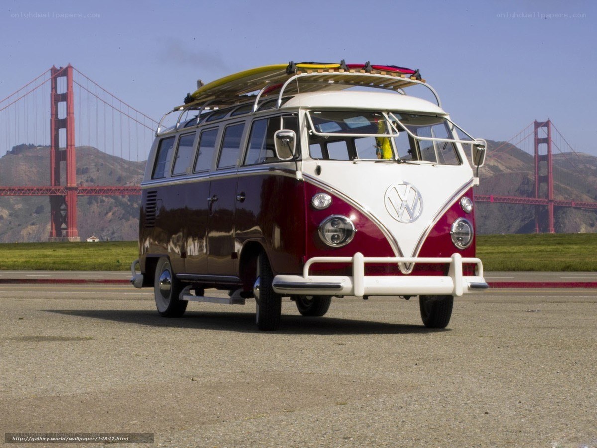 Classic VW Bus with surfboards
