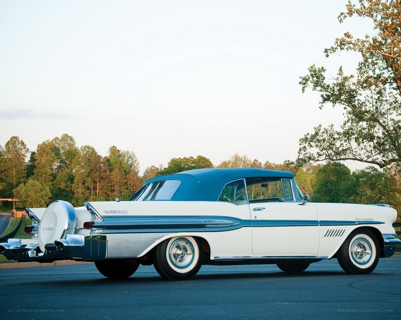 Classic white and blue convertible