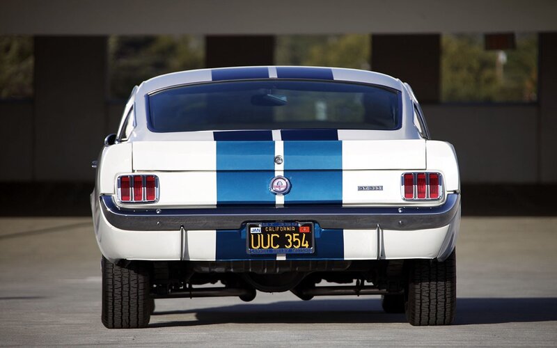 Classic white and blue Mustang