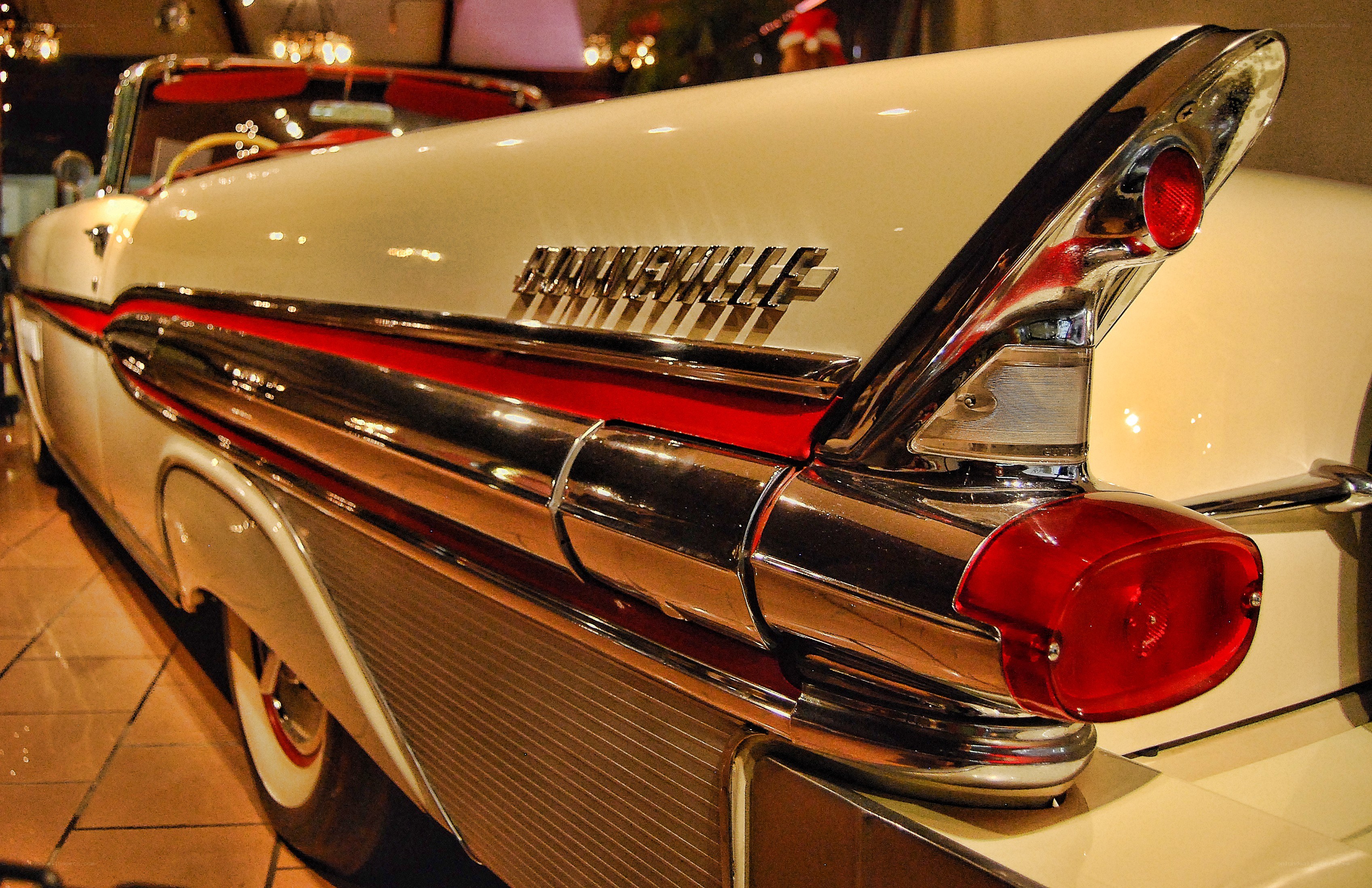 Classic white and red car