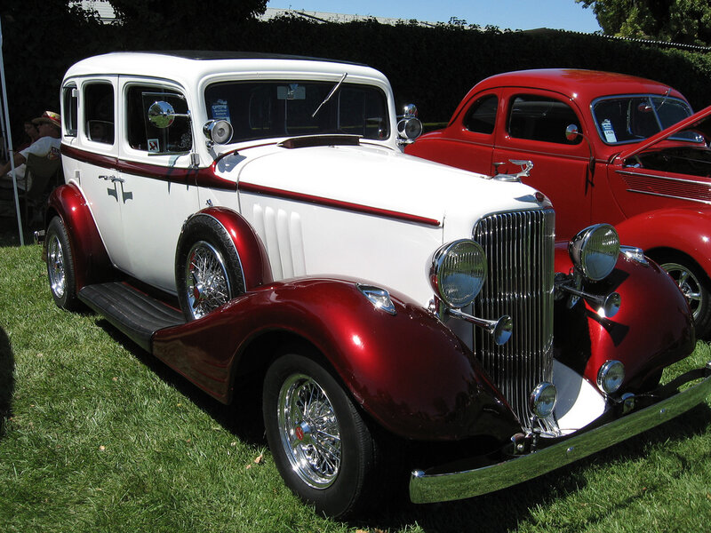 Classic white and red car